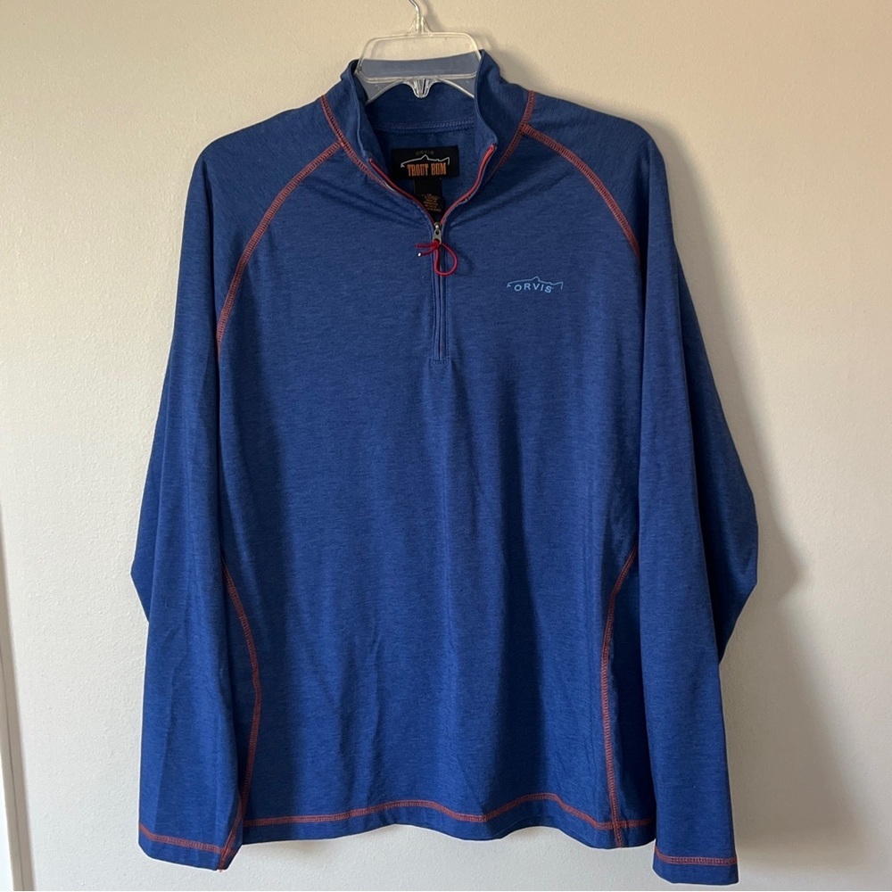 Orvis Trout Bum Sweatshirt 1/4 Zip Adult Size Medium Hiking Fishing Cotton Blend - Picture 3 of 5